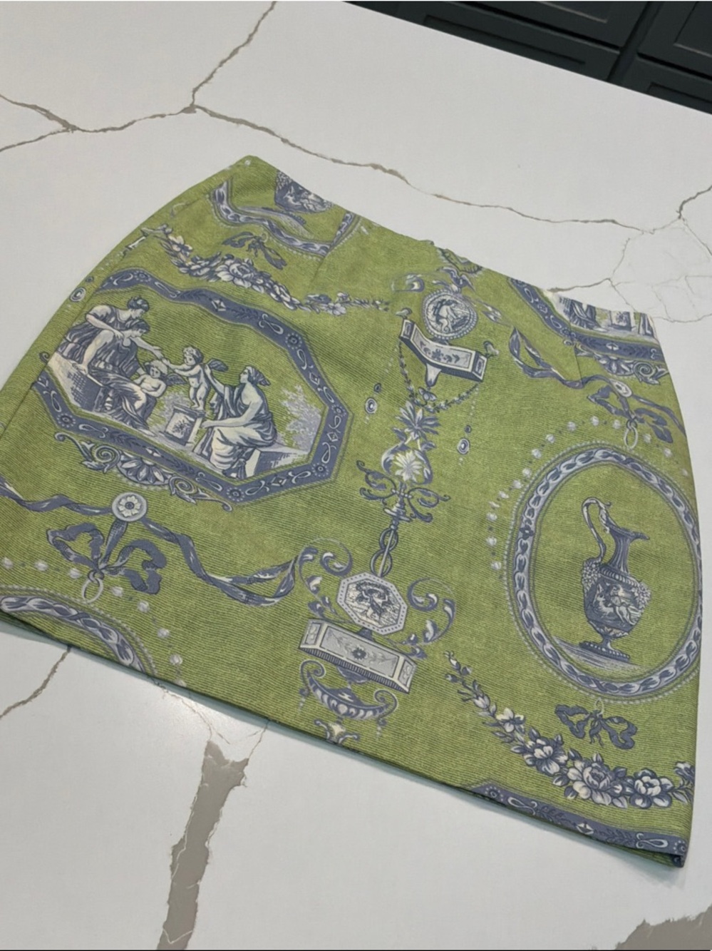 Bear Designs Size 10 Mini portrait Classic Green Toile Skirt Classic Lined Women